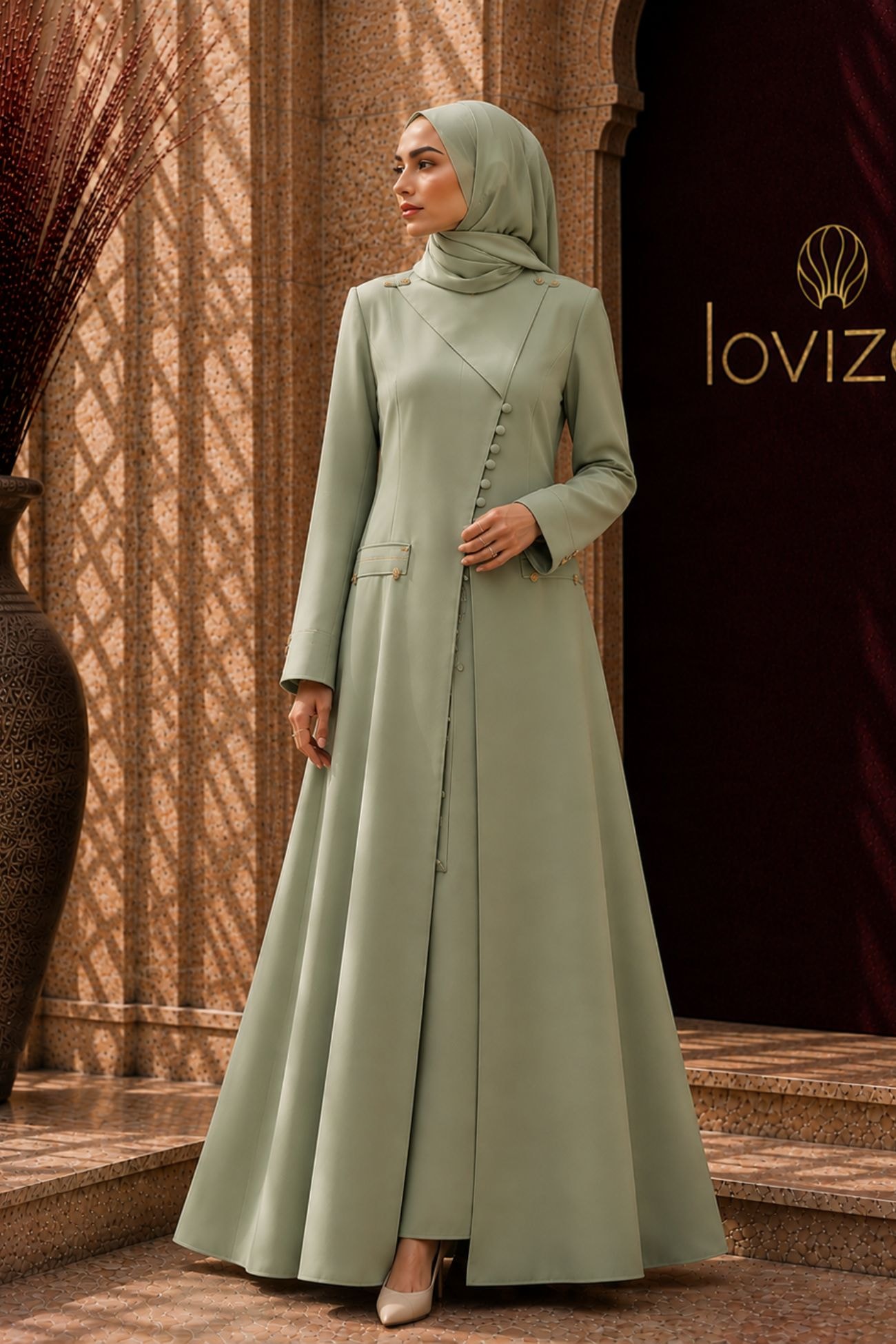 Serene Sage Tailored Abaya