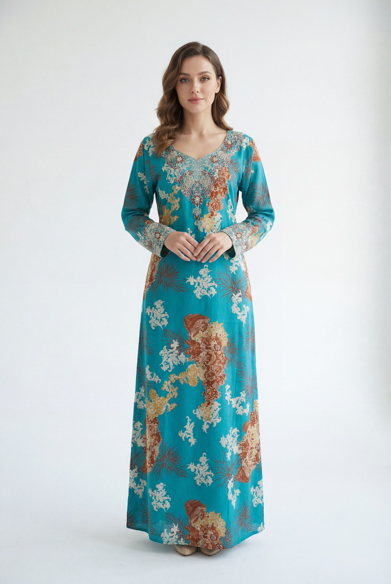 Silk Crystal Embroidered Jalabiya