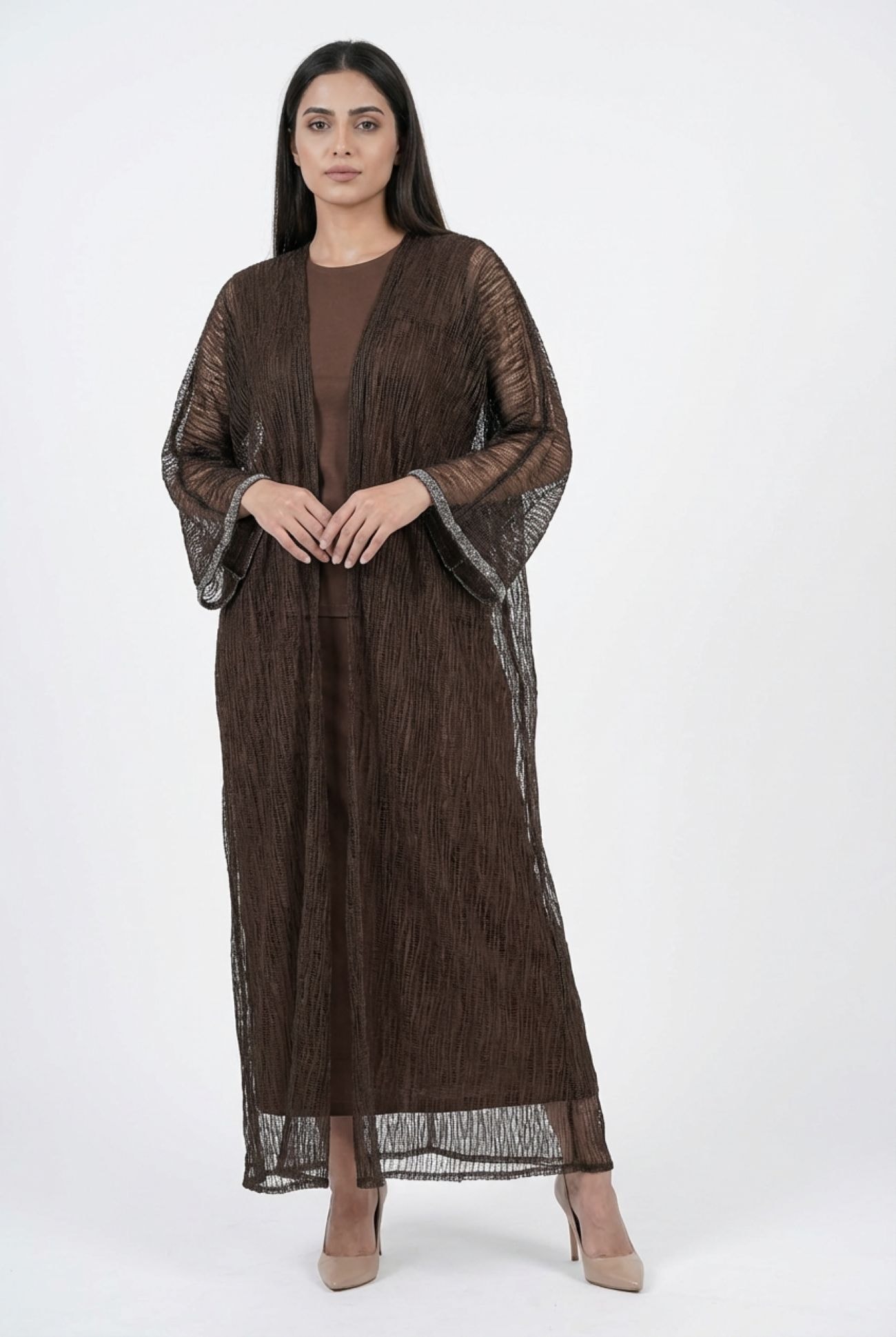 Modern Abaya With -Black Brown Colour