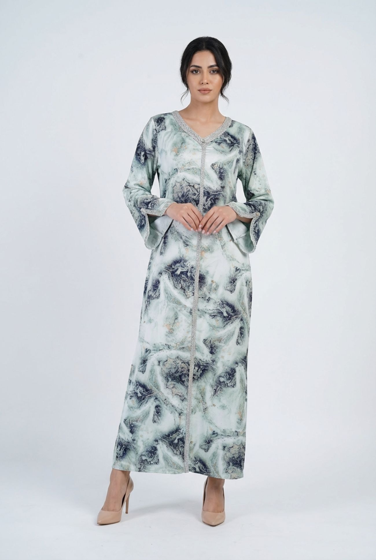 Jellabiya- Patterned Silk long Loose Style -with splendid Colours — MultiColor