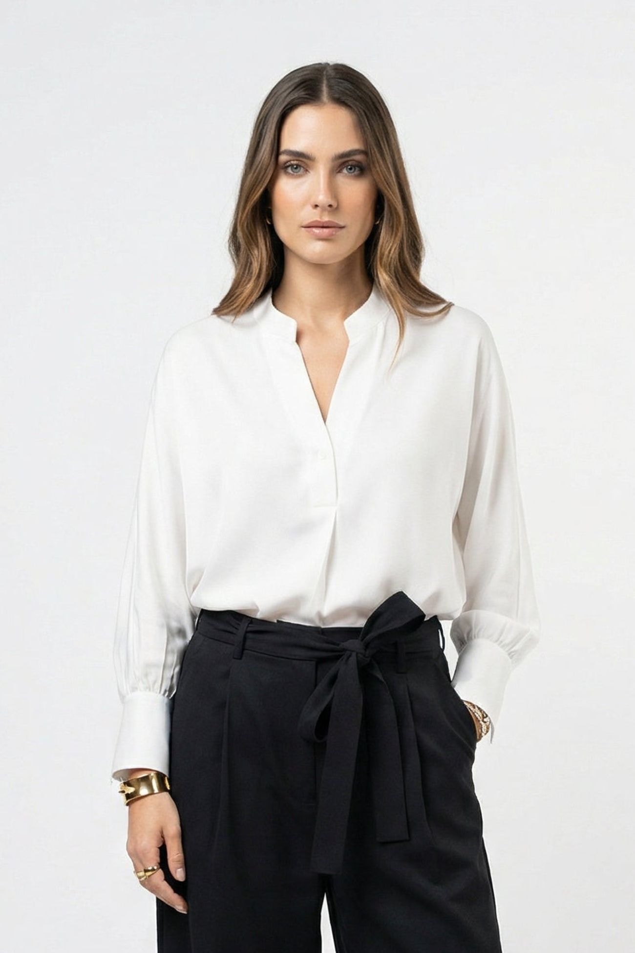 Women White & Black Set - Shirt & Trousers