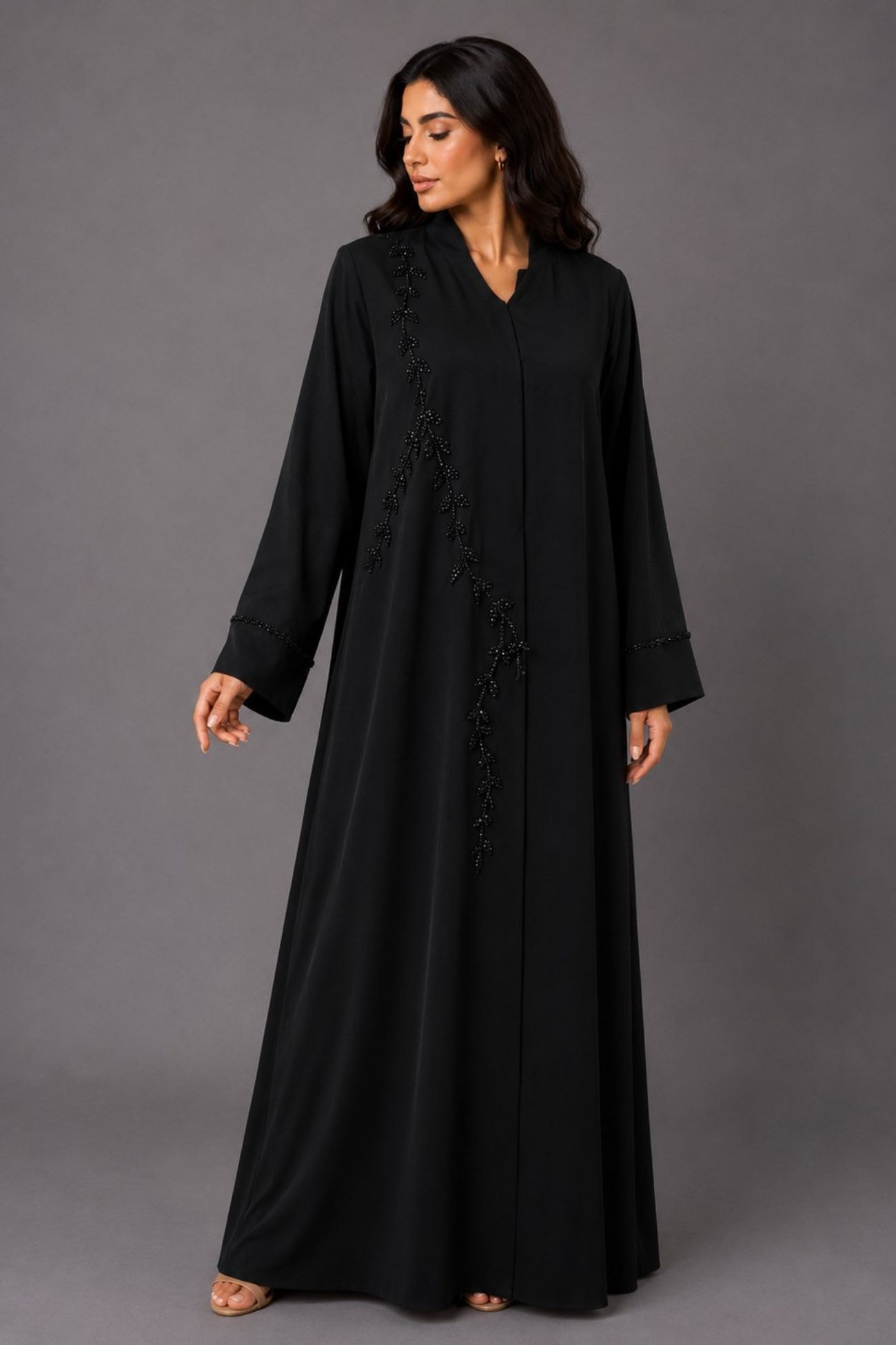 ASWAD Beaded Vine Black Abaya