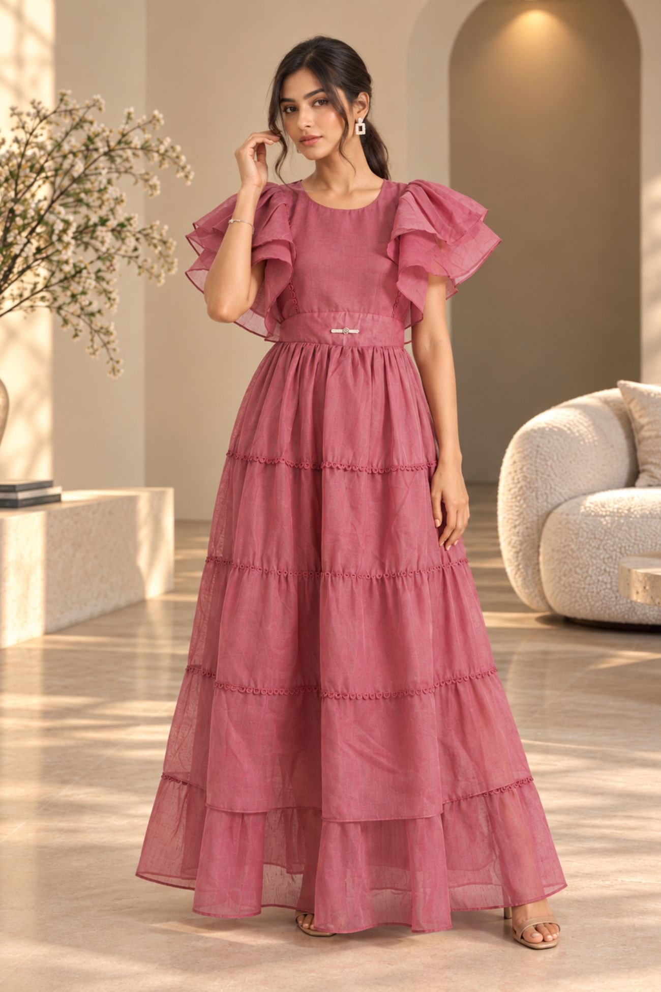 Rosewood Whisper Tiered Maxi Dress