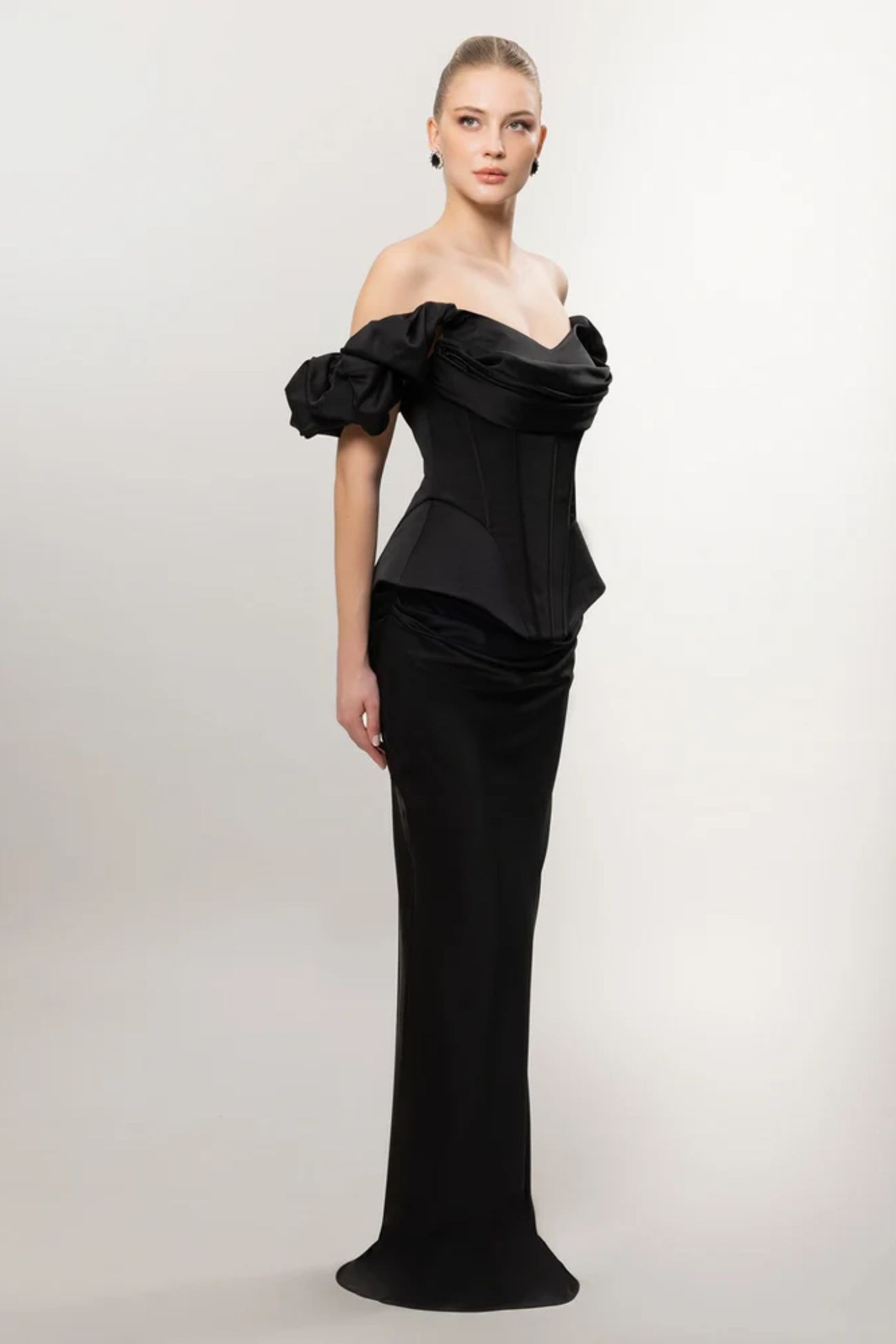 Noelle Off-Shoulder Satin Dress