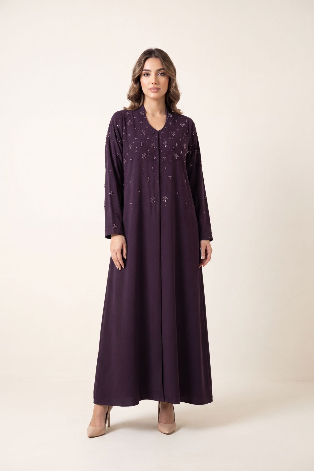 Amethyst Star Handwork Abaya - Semi-Stitched