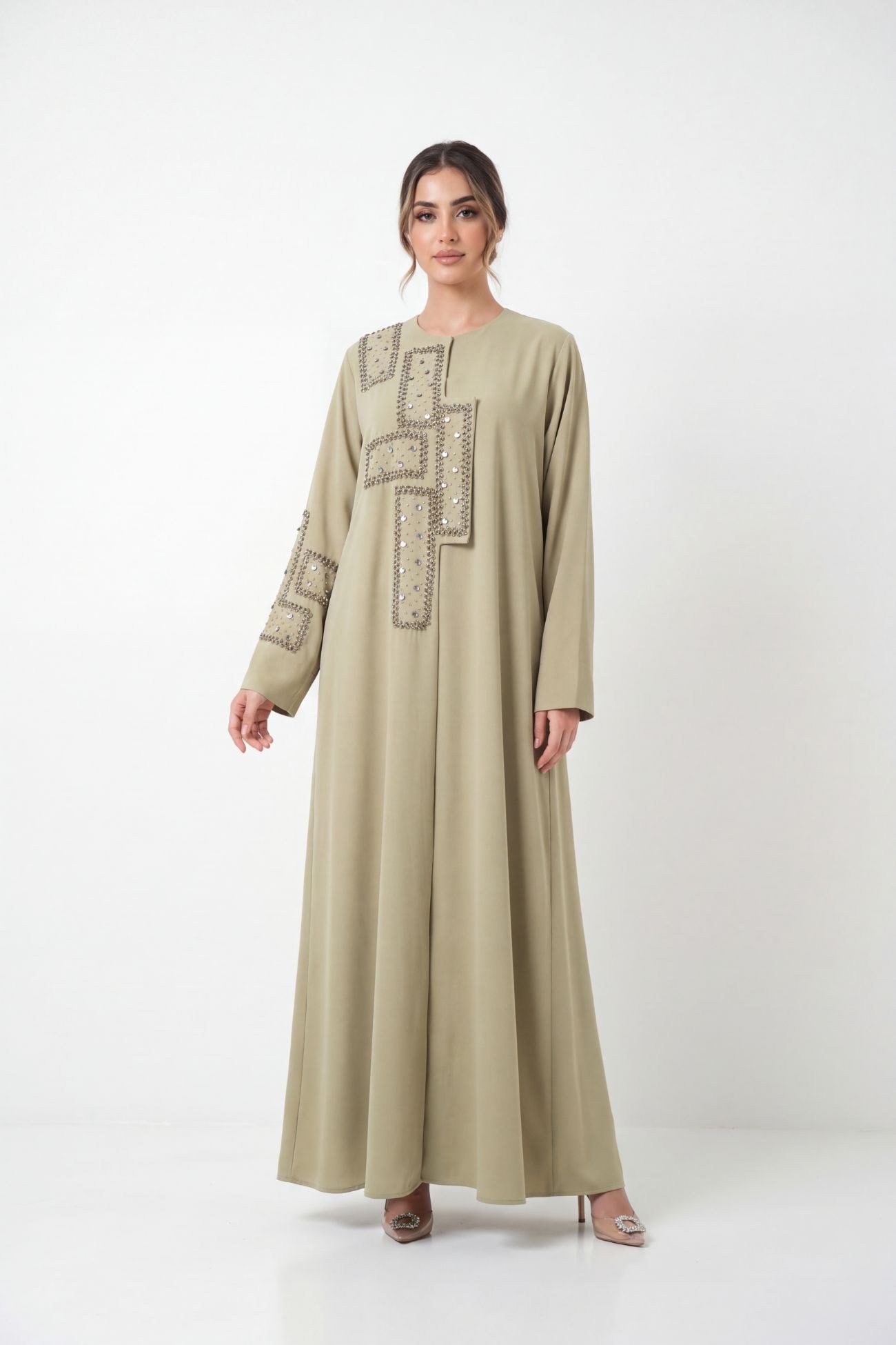 Geometric Crystal Embellished Abaya