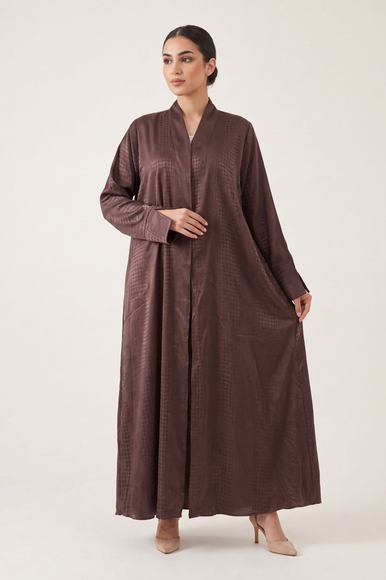Luxury Textured Abaya Fabric — Brown