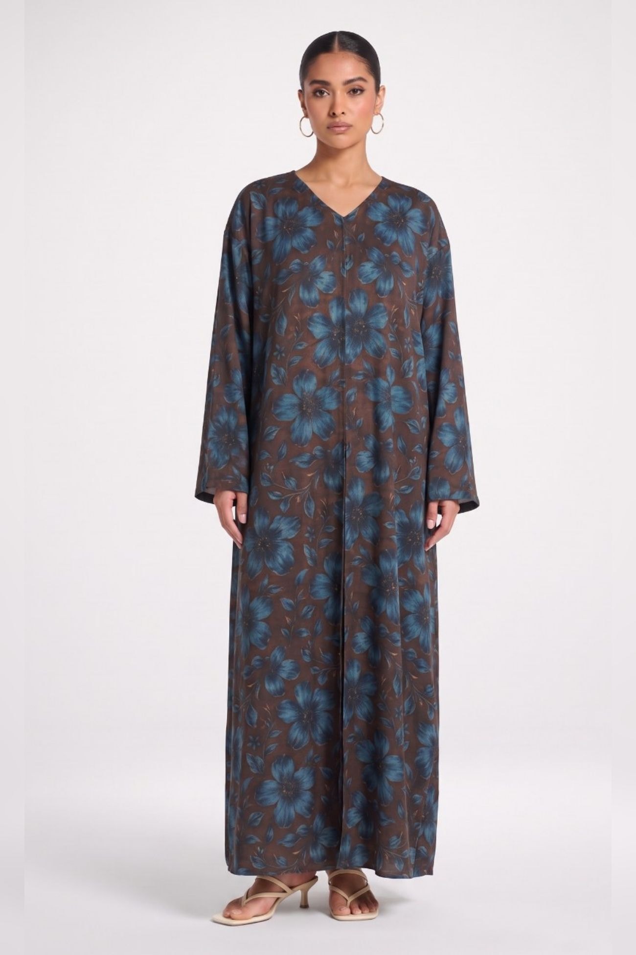 Midnight Bloom Abaya — Brown