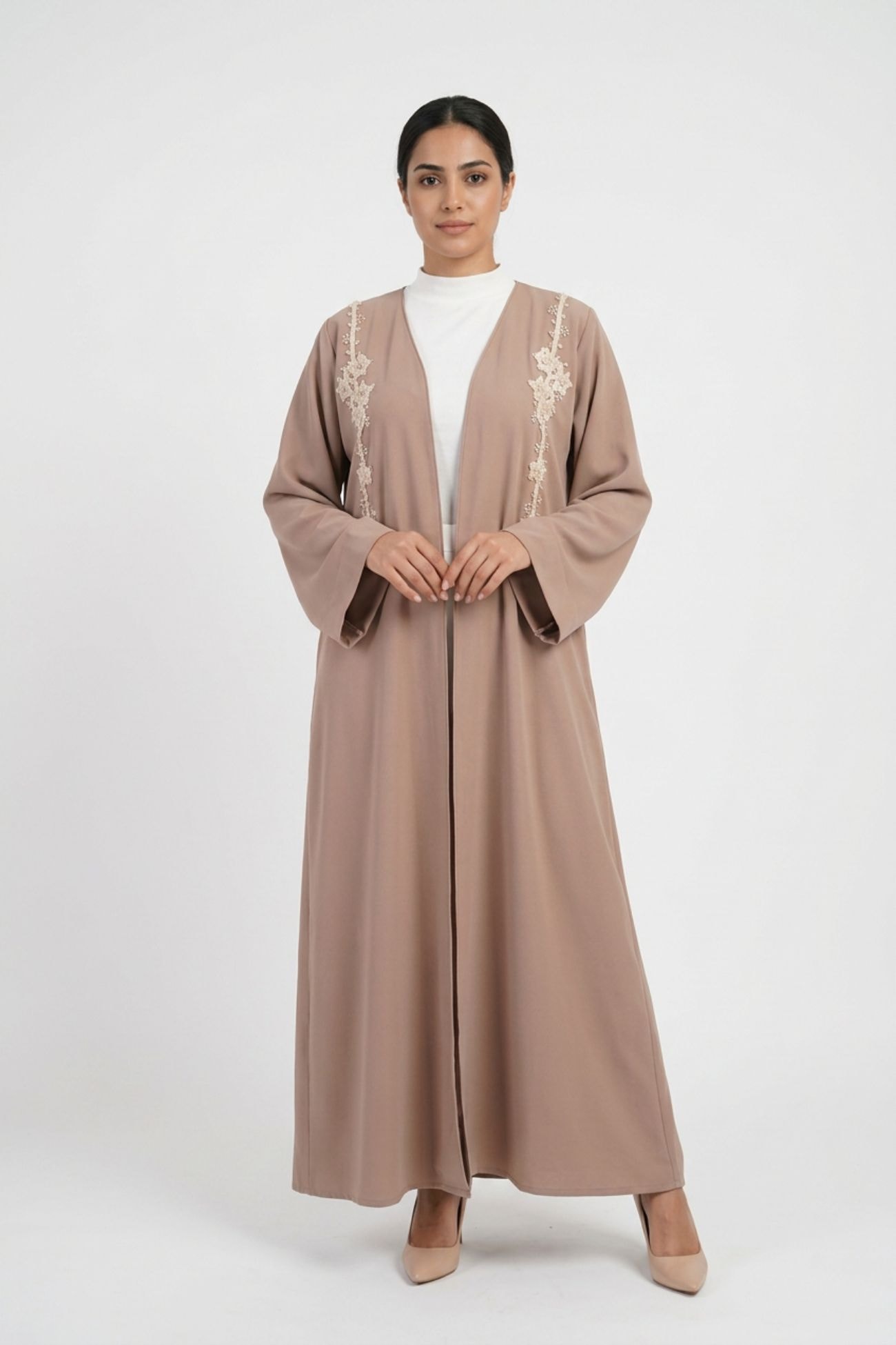 MERZA - Luxurious Velvet Wool Embellished Abaya