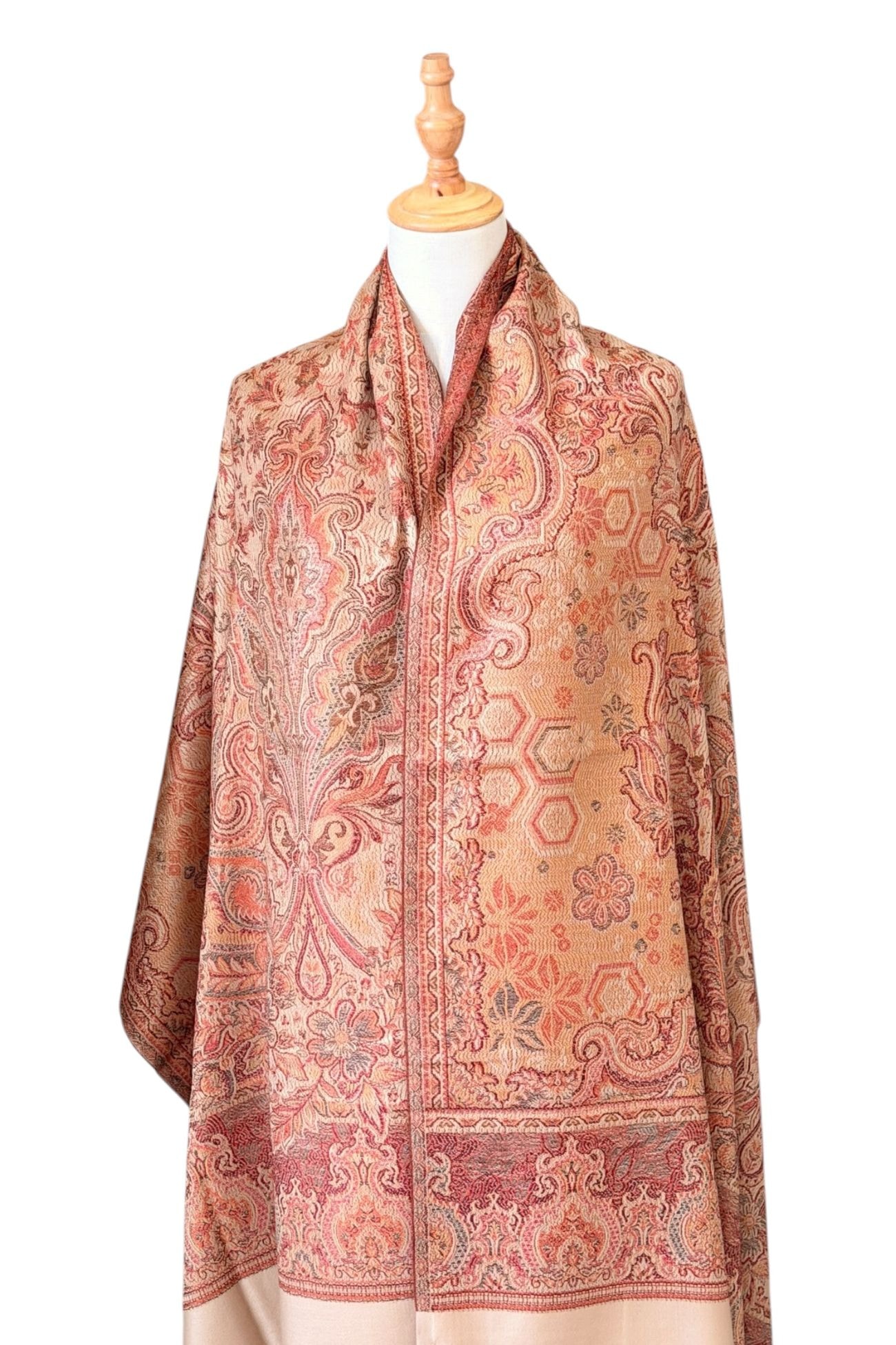 Pashmina - Handwoven Cotton Wool Shawl — Dessert Brown 3