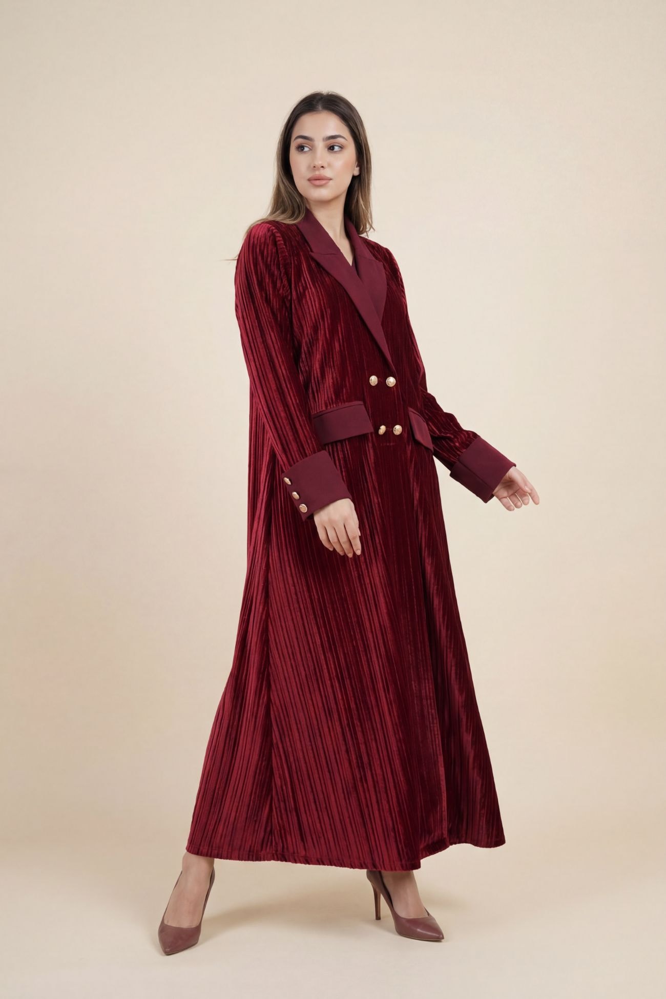 Burgundy Velvet Abaya — MultiColor 2