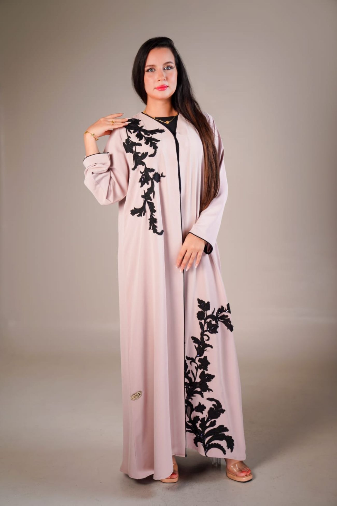 Noir Blossom Abaya — Pink