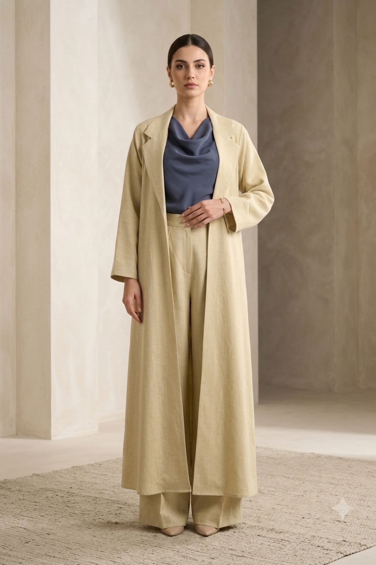 Linen Tailored Abaya Set