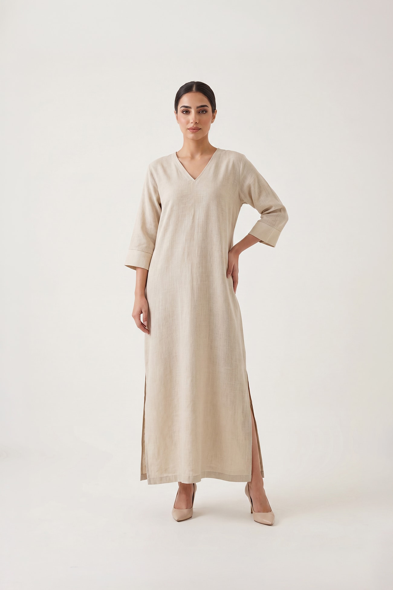 Natural Linen Blend Dress
