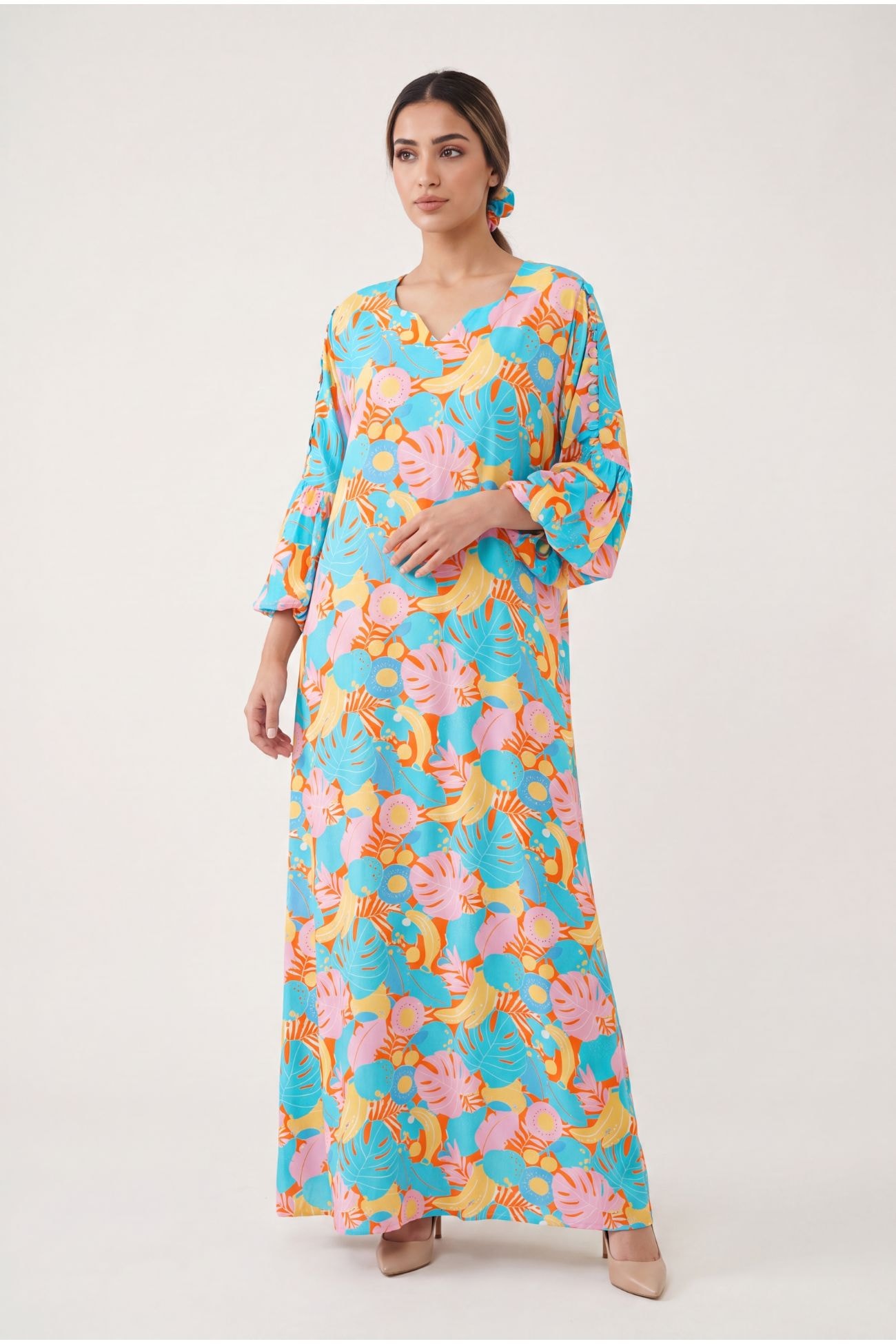 Tropical Print Cotton Jalabiya