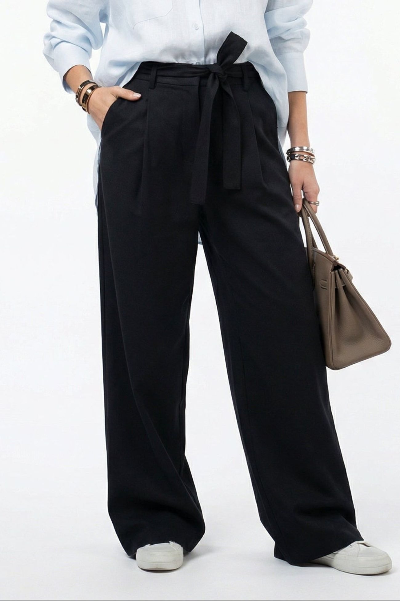 Tailored Black Tencel Trousers