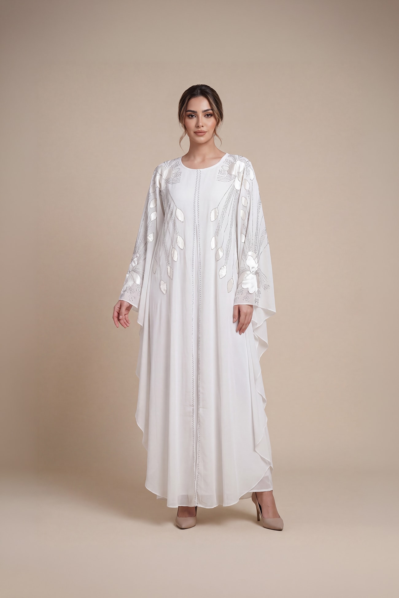 Ivory Blossom Chiffon Abaya