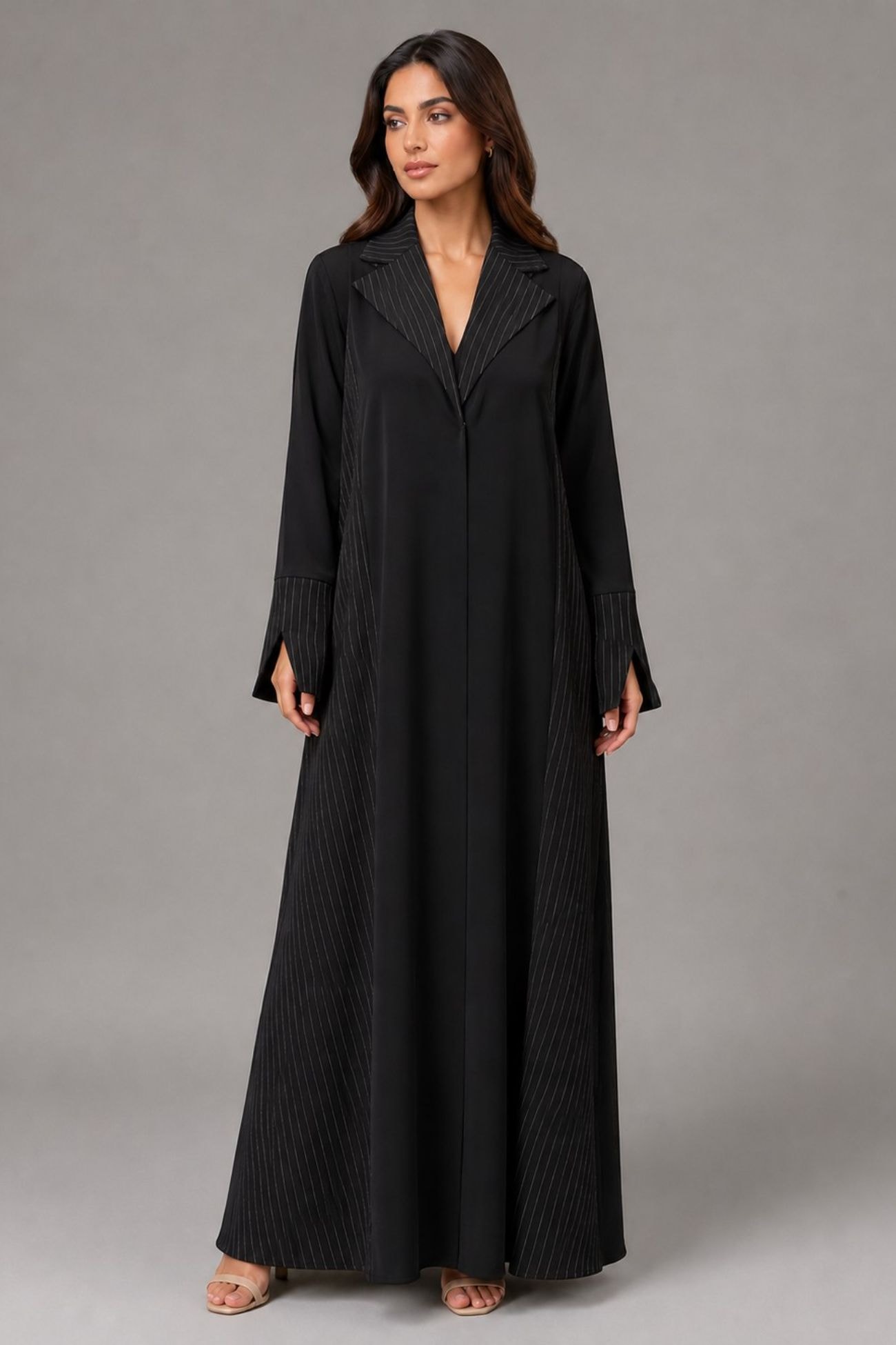 ASWAD Noir Pinstripe Blazer Abaya
