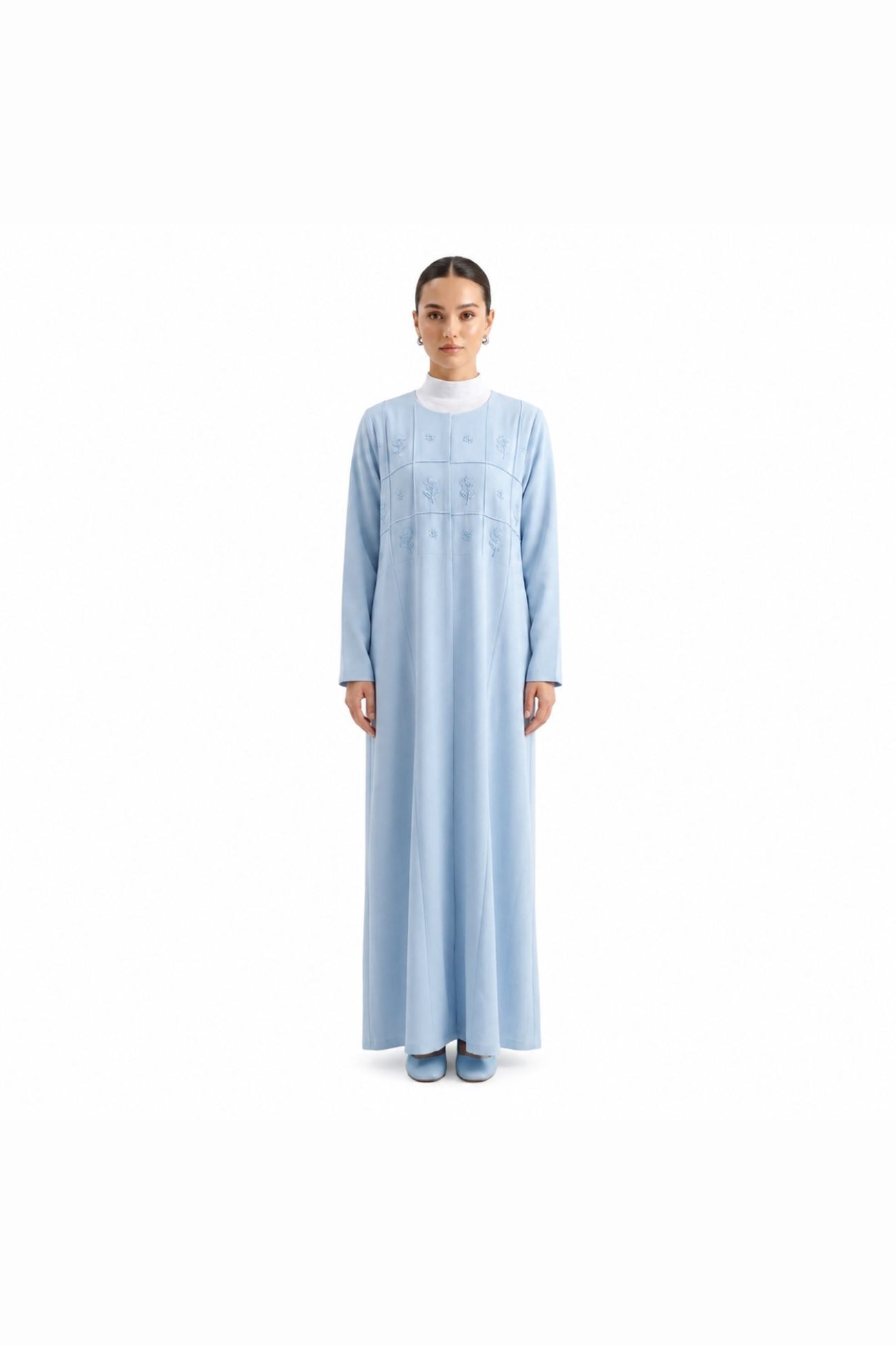 LUELL - A line abaya with flower embossing.