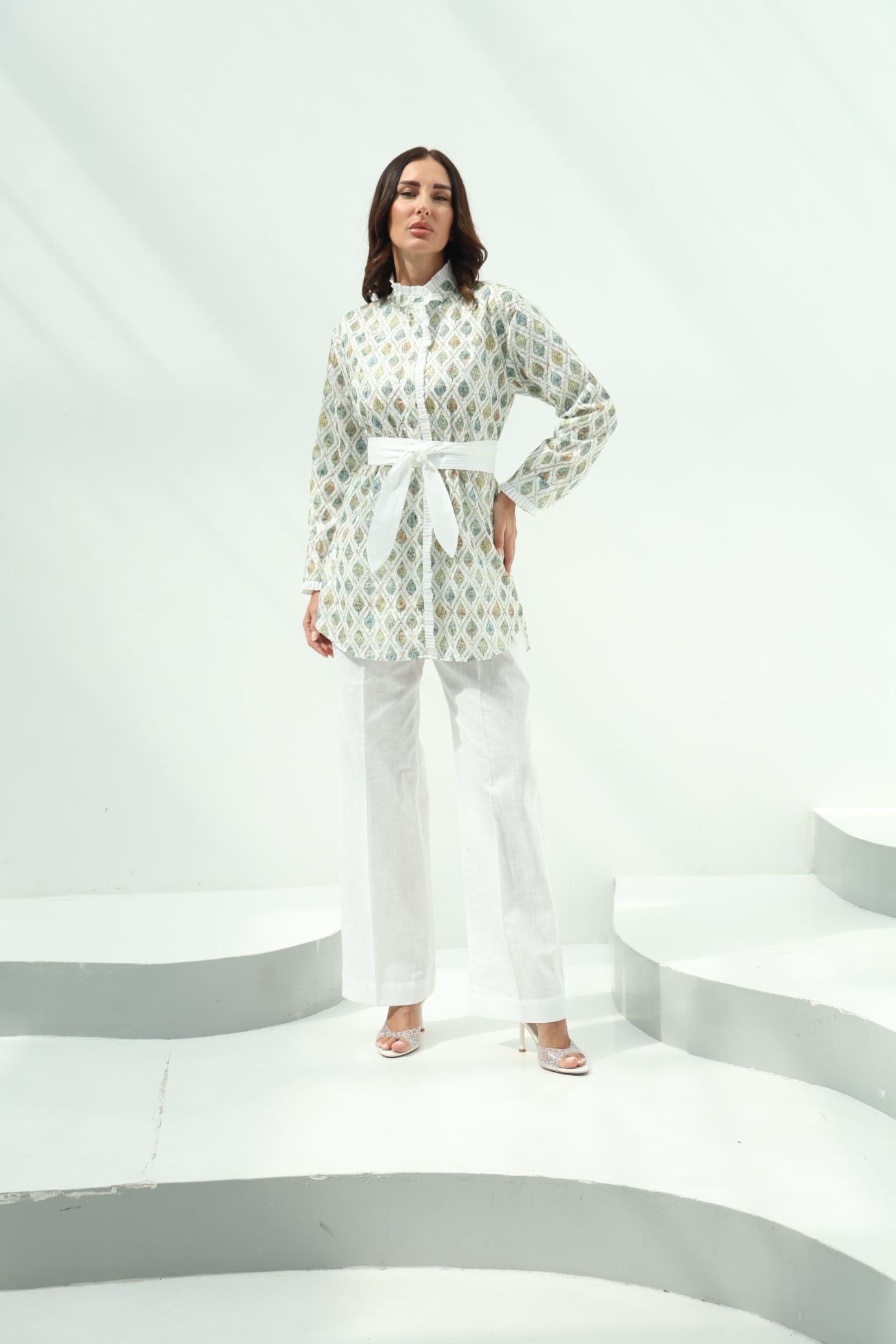 Multi Color Belted Cotton Casual Wear