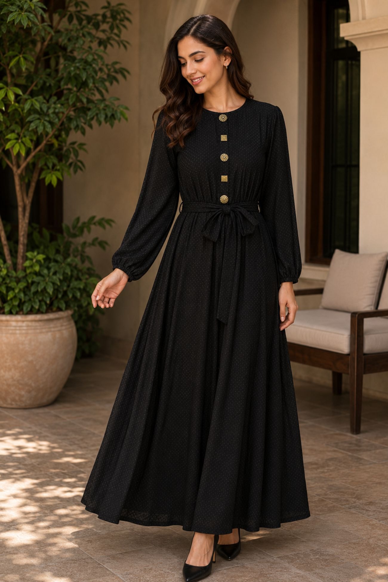 Libas lab -Elegant Embellished Belted Maxi Dress