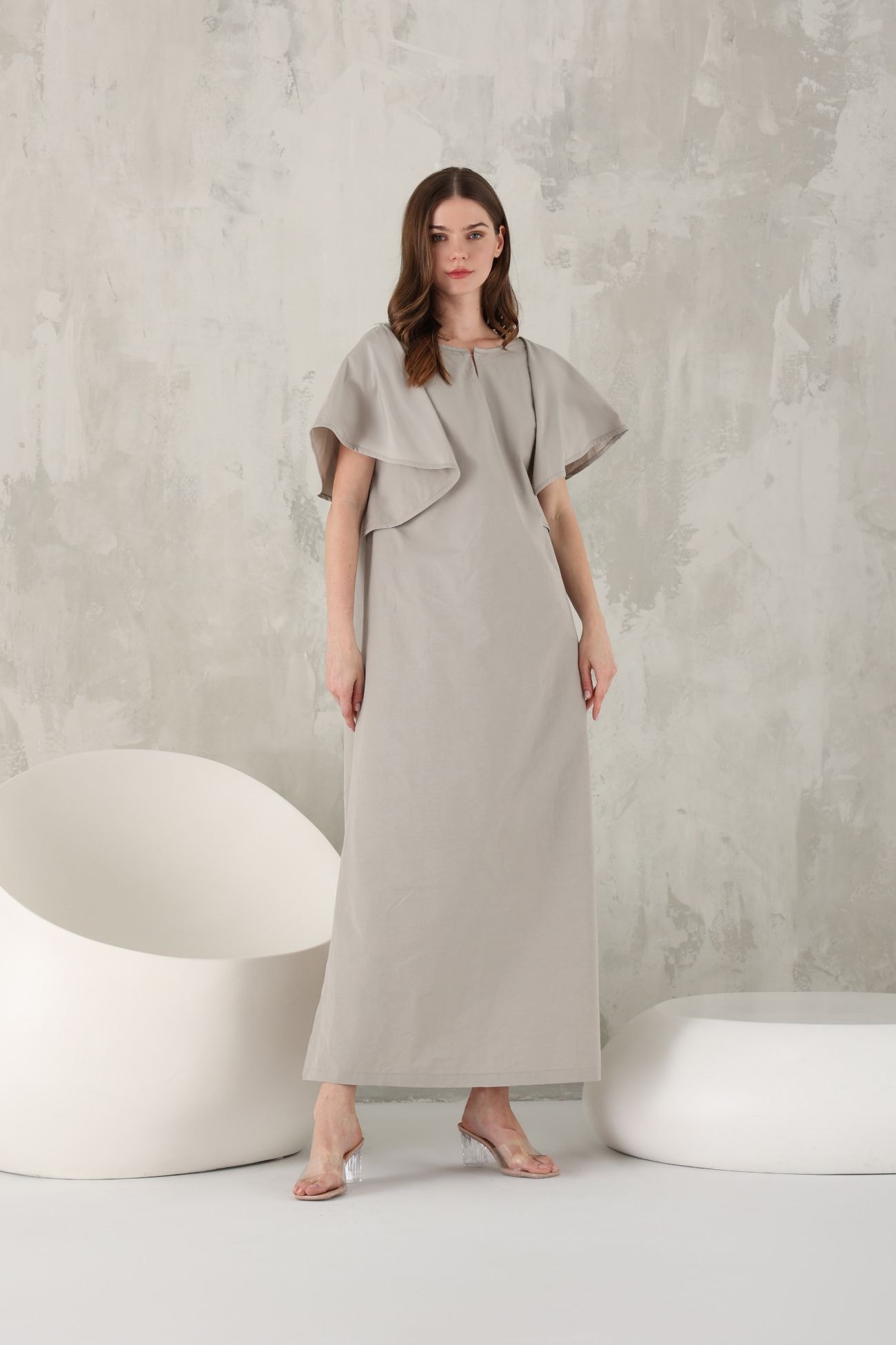 Flounce sleeves gray jalabiya