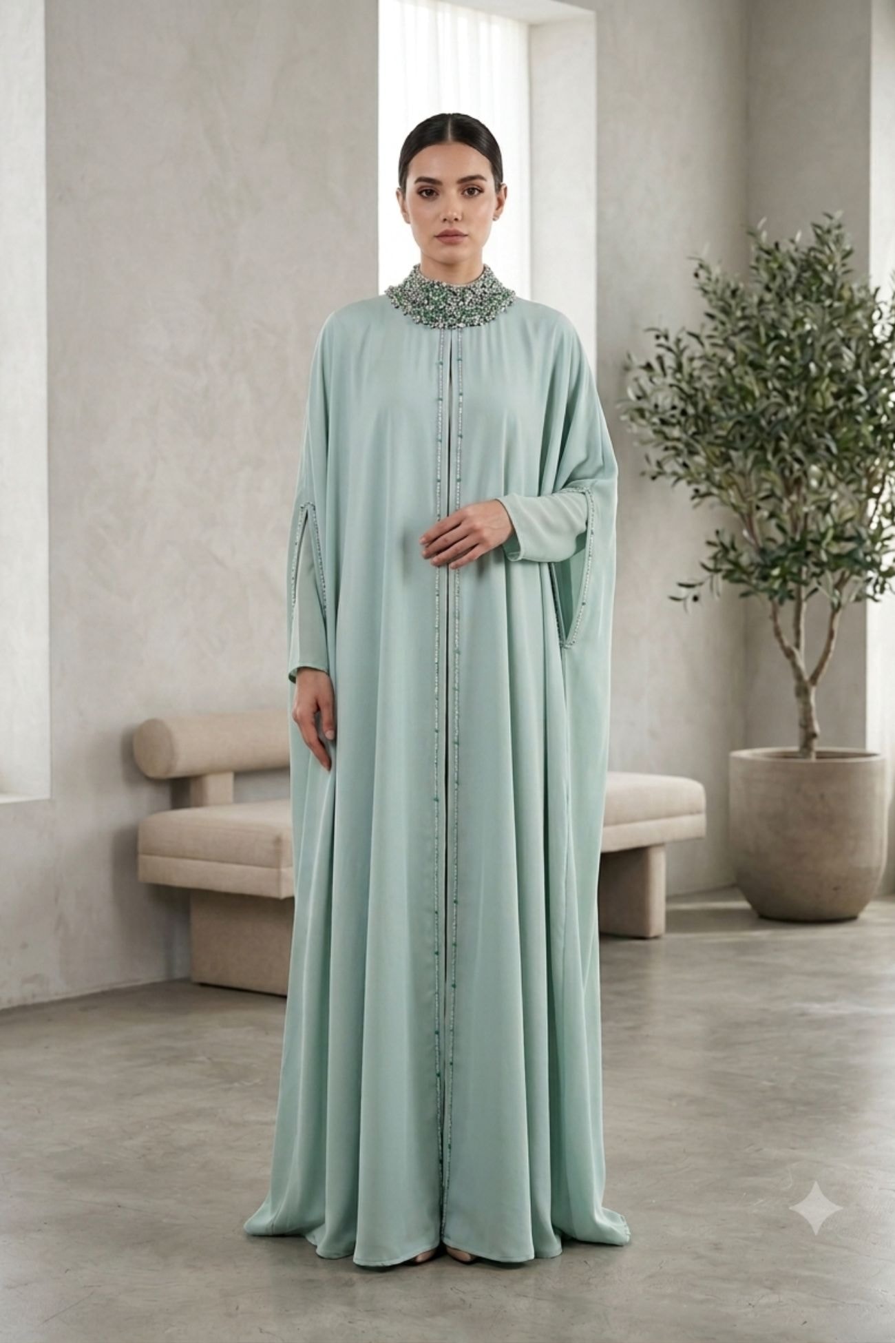 Aqua Crystal Abaya