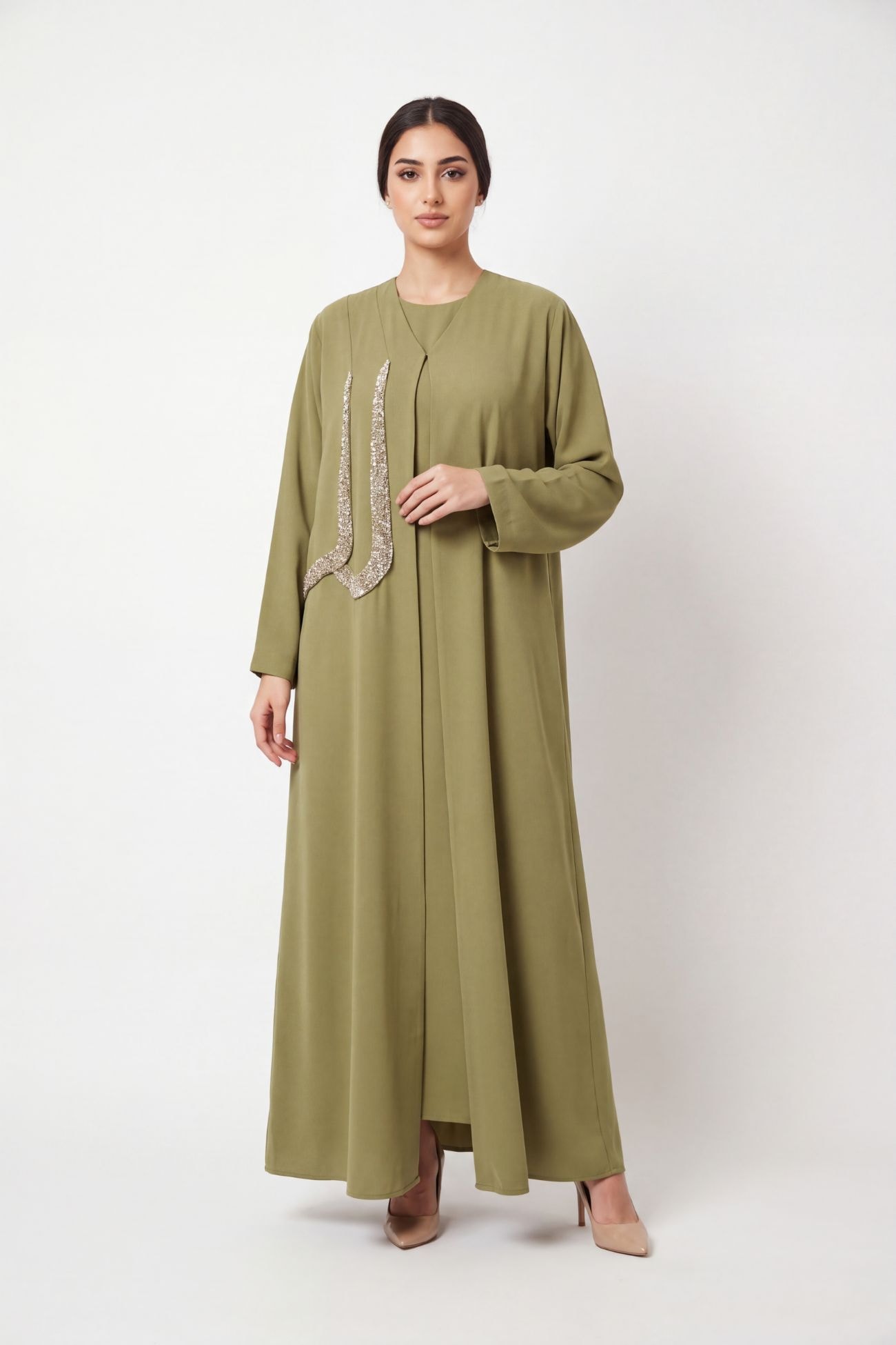 Olive Signature Embellished Abaya