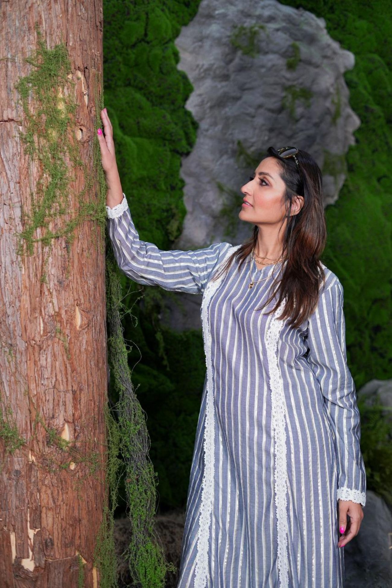 Serenity Strip Midi Dress