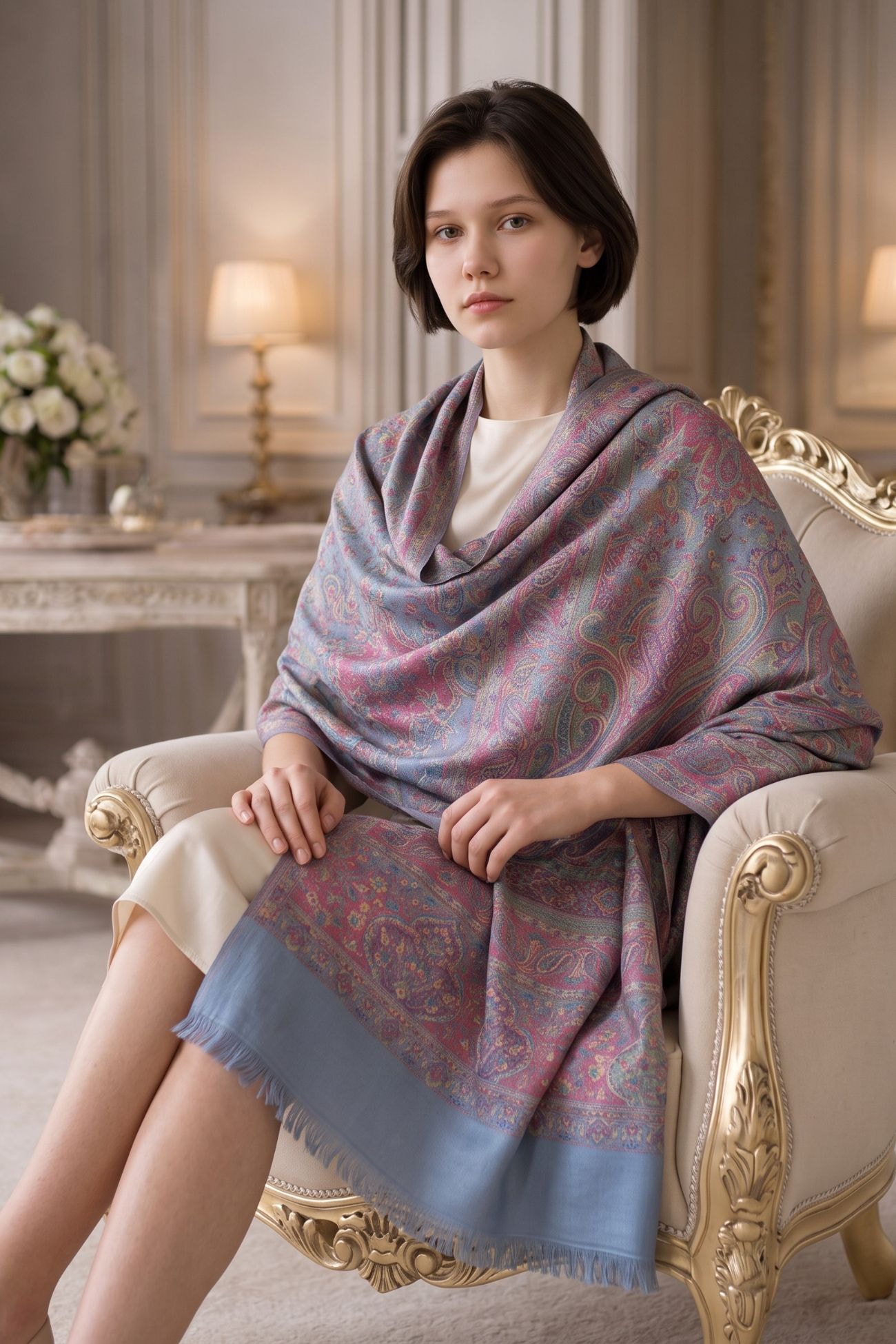 Pashmina - Handwoven Cotton Wool Shawl — Slate Grey