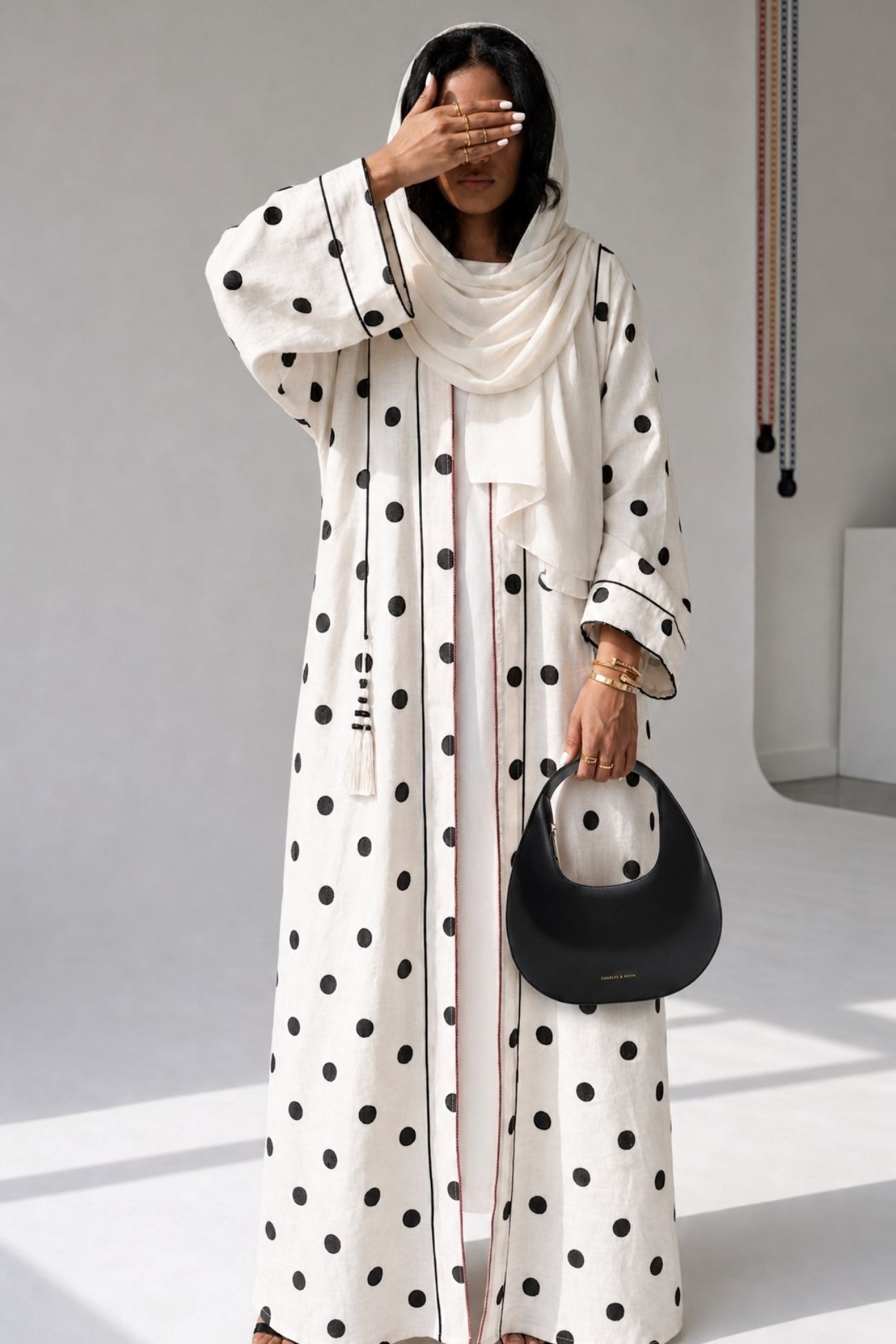 Polka Dot Linen Abaya