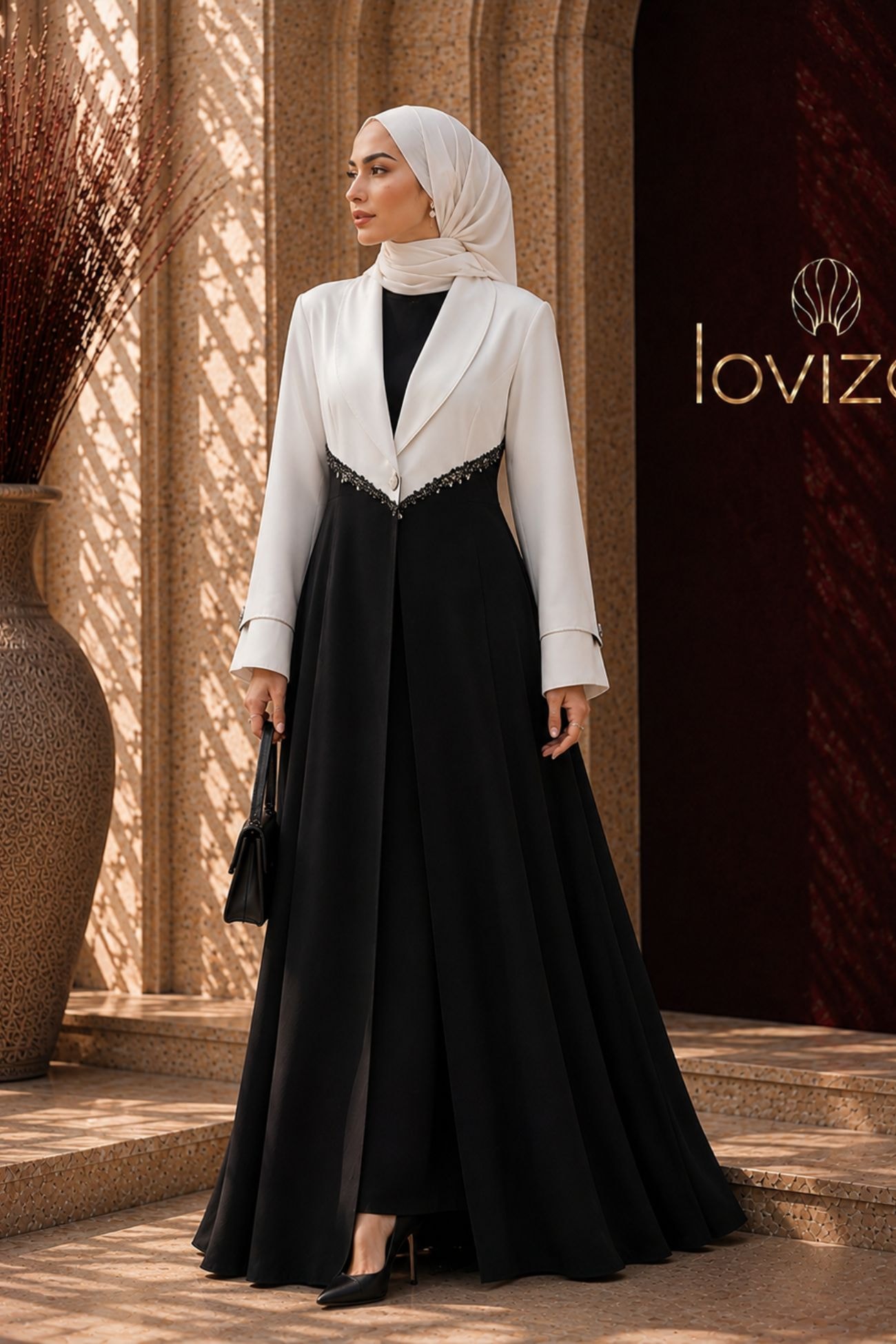 Monochrome Grace Tailored Abaya