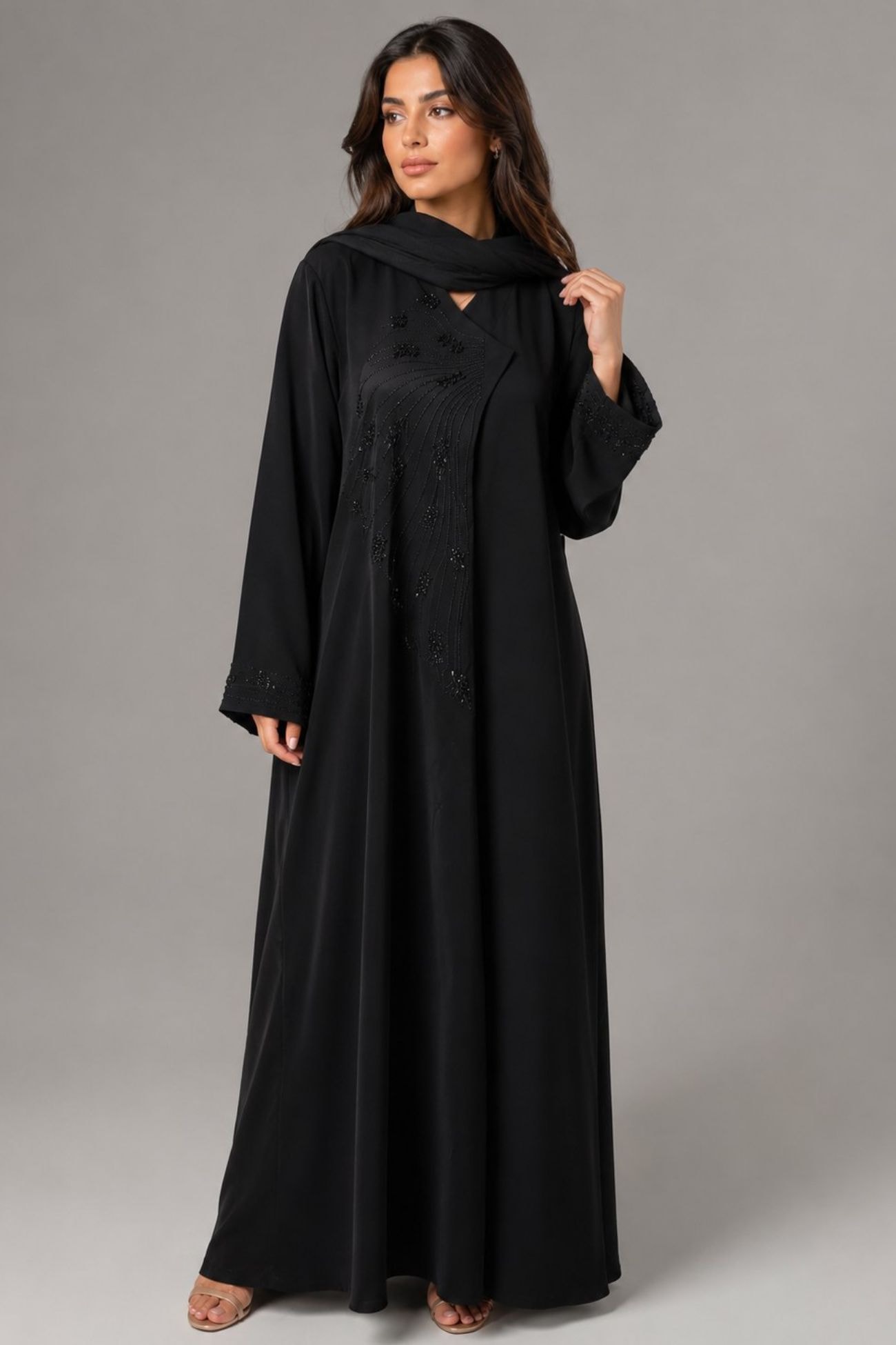Aswad Hand-Embellished Black Abaya