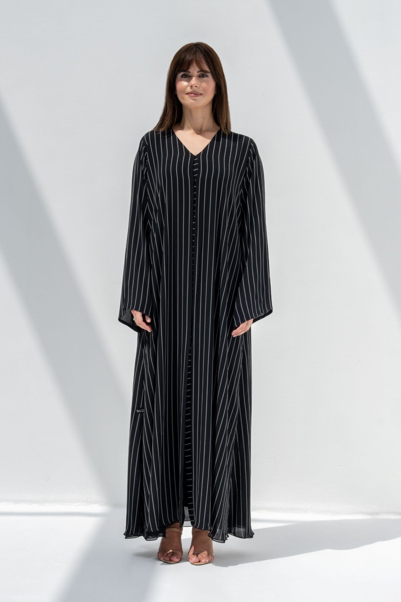 Noir Pinstripe Abaya