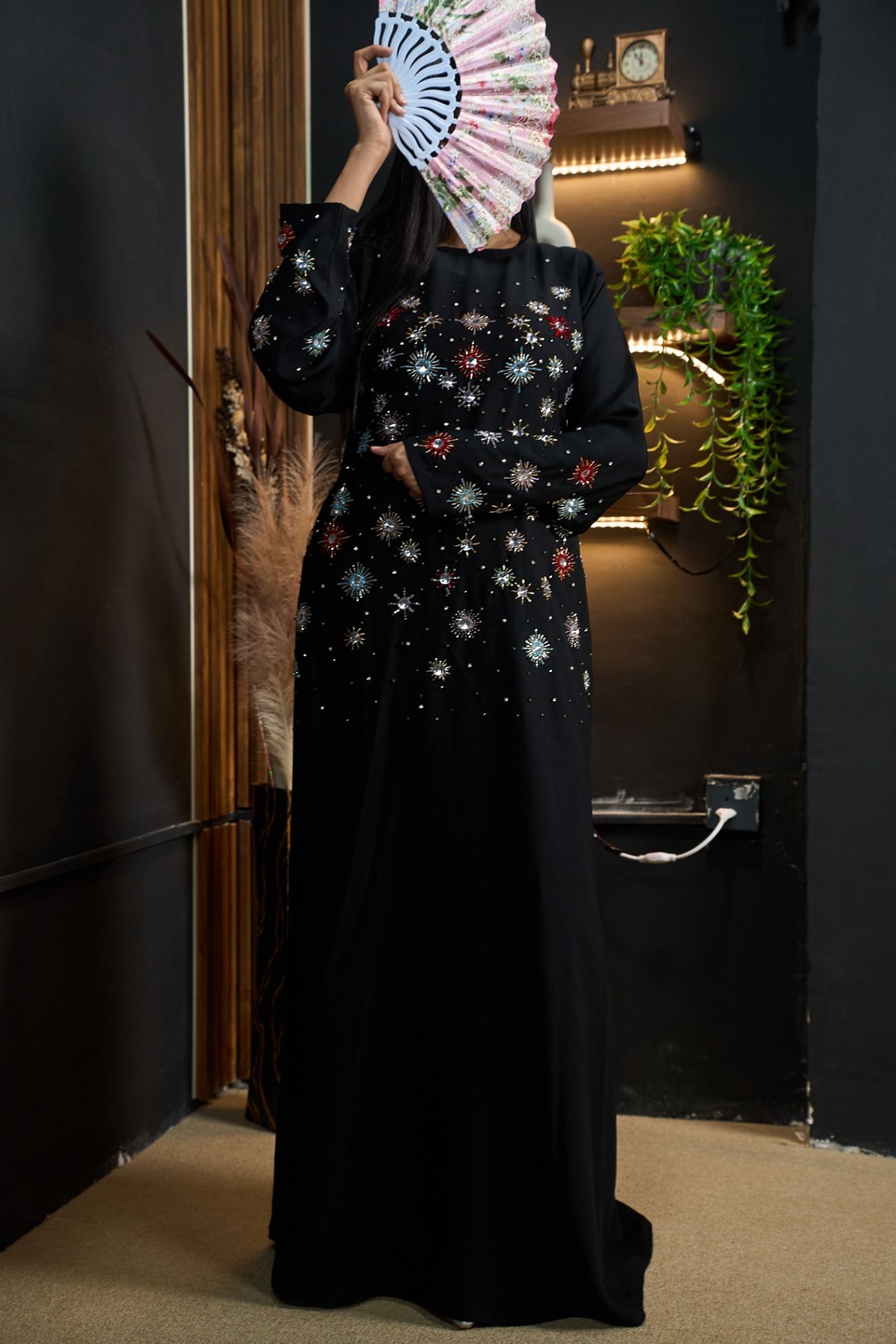 Celestial Spark Black Abaya