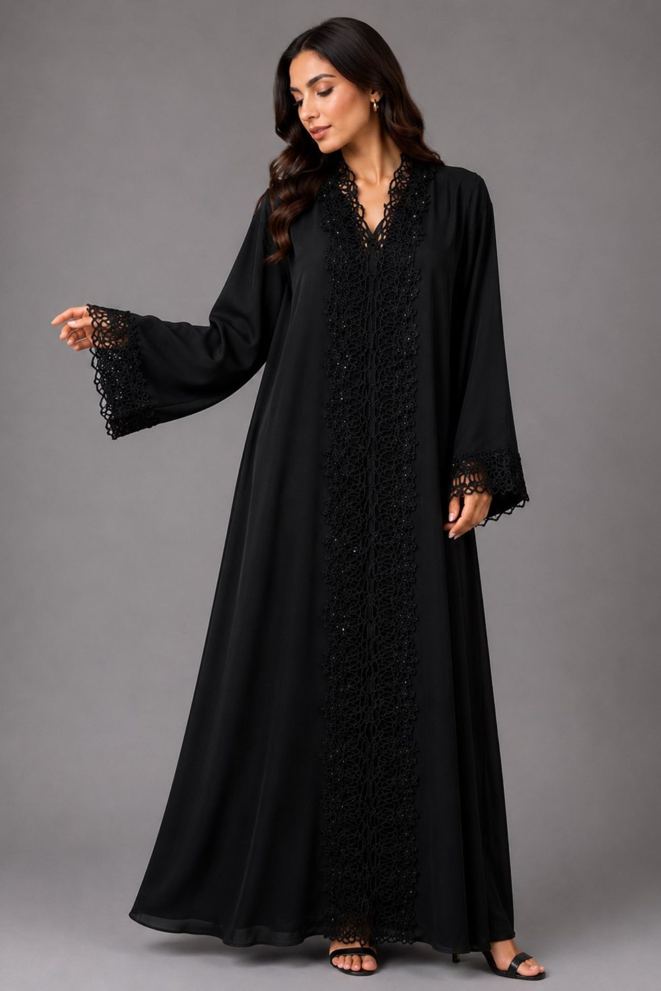 ASWAD Lace Elegance Black Abaya