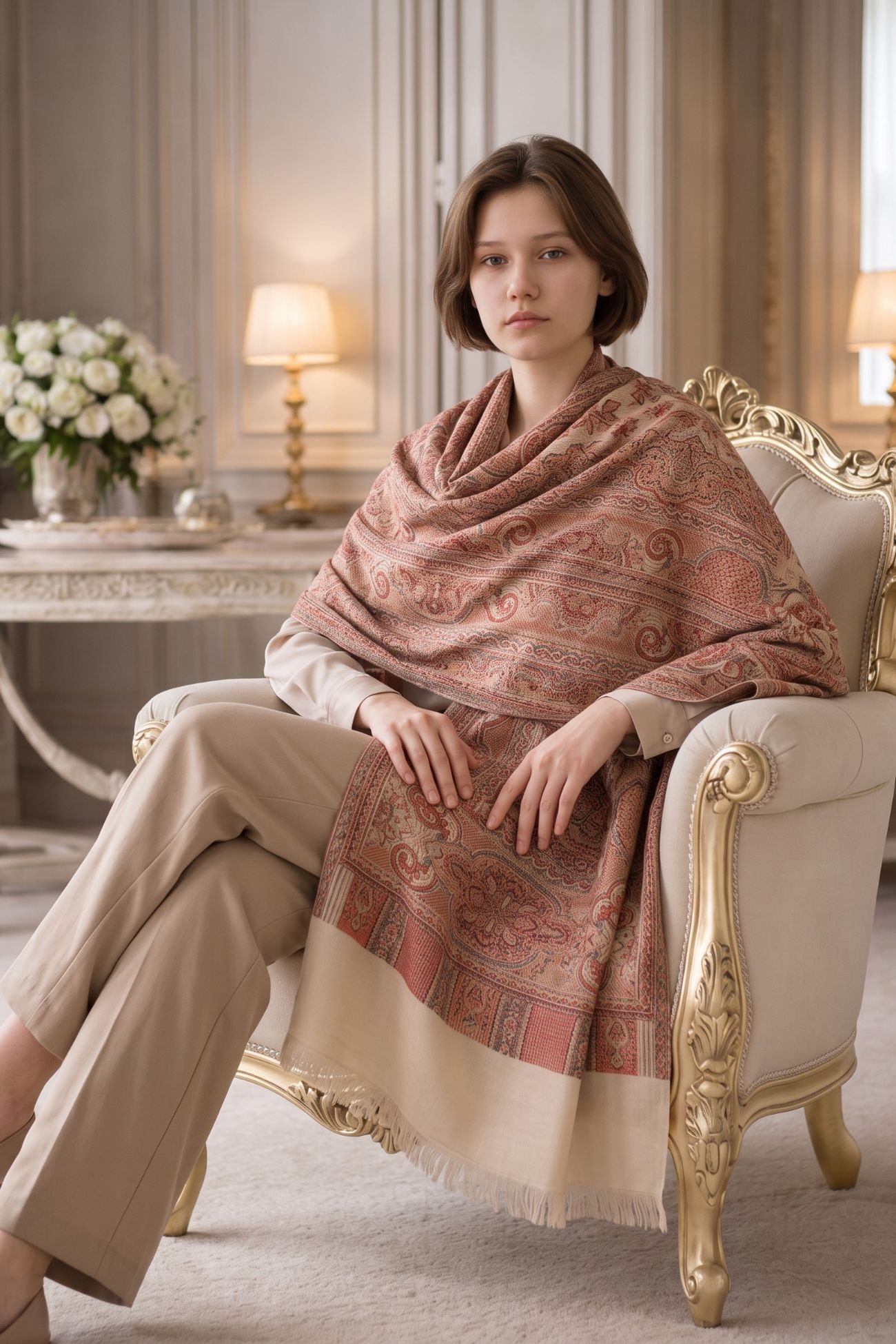 Pashmina - Handwoven Cotton Wool Shawl — Dessert Brown 4