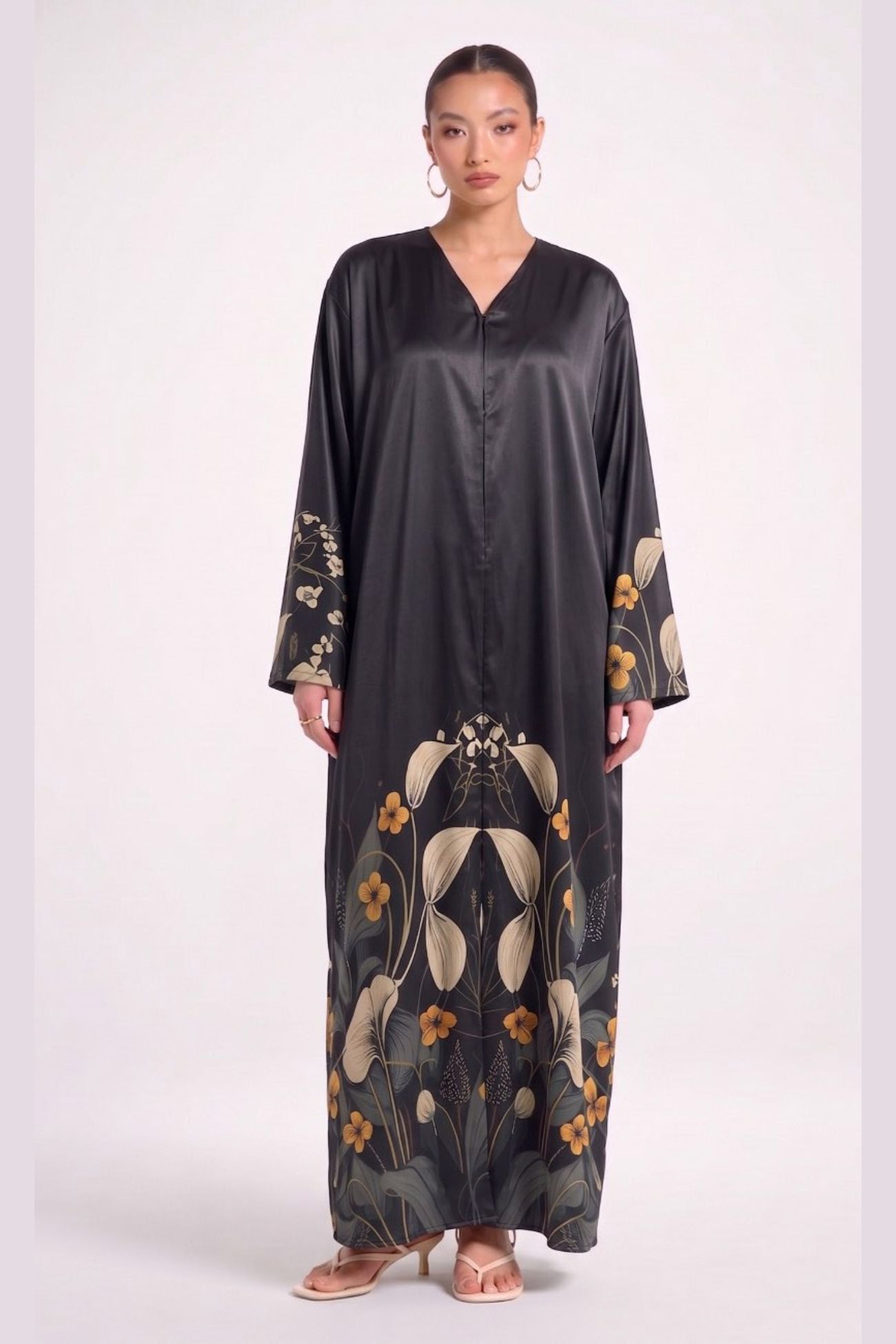 Midnight Bloom Abaya — Black 1