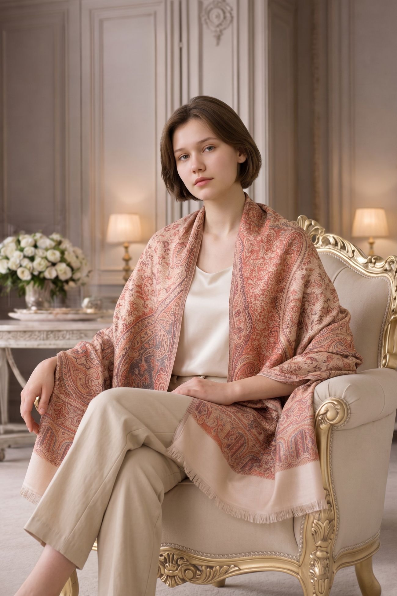 Pashmina - Handwoven Cotton Wool Shawl — Dessert Brown 2