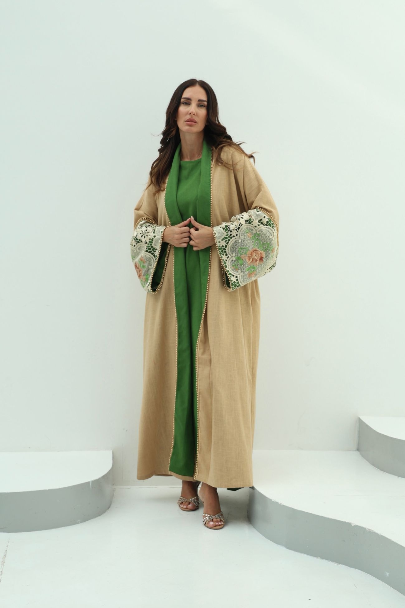 Green Linen Abaya