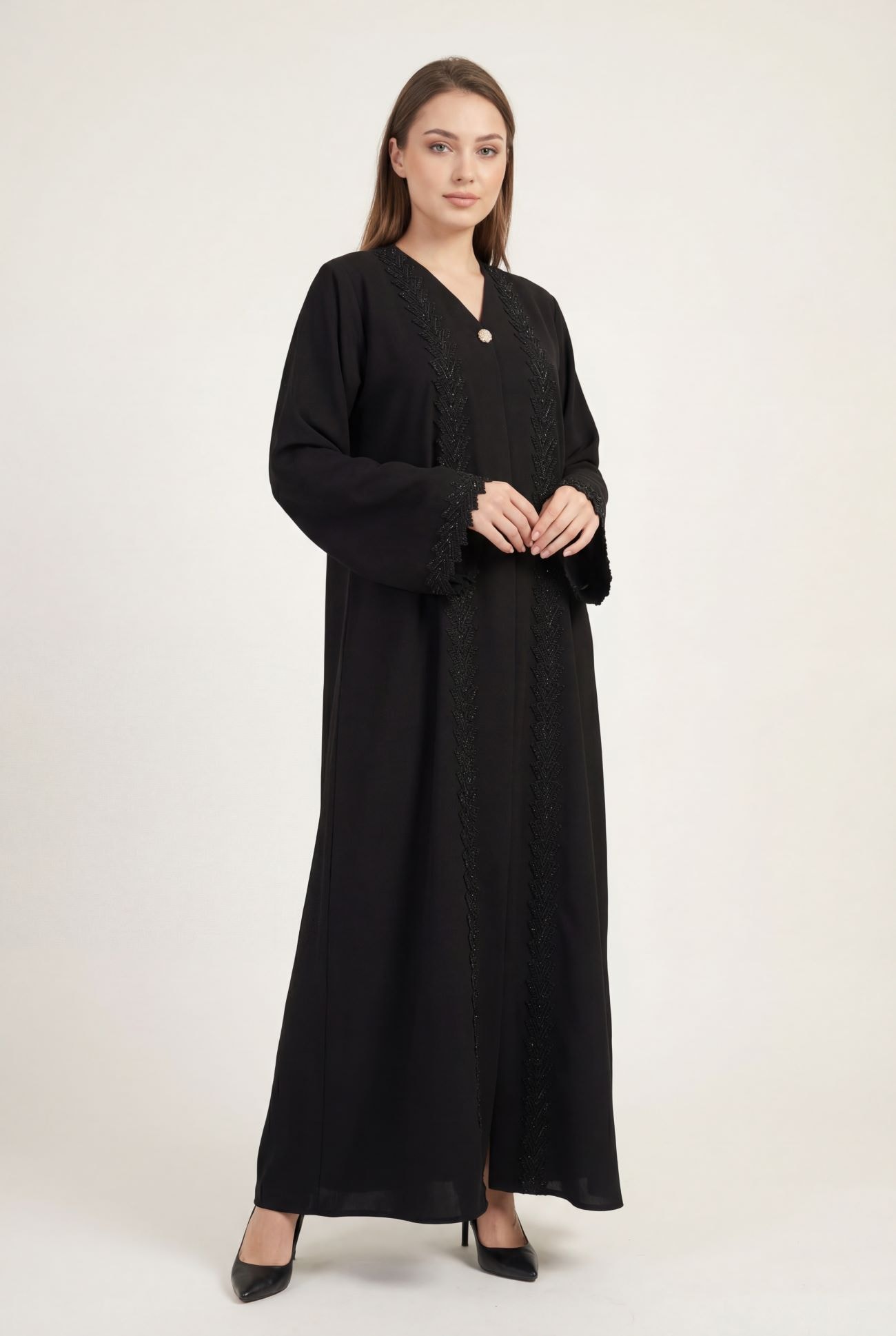 Black with Arrow Lace and Stone Embellishments