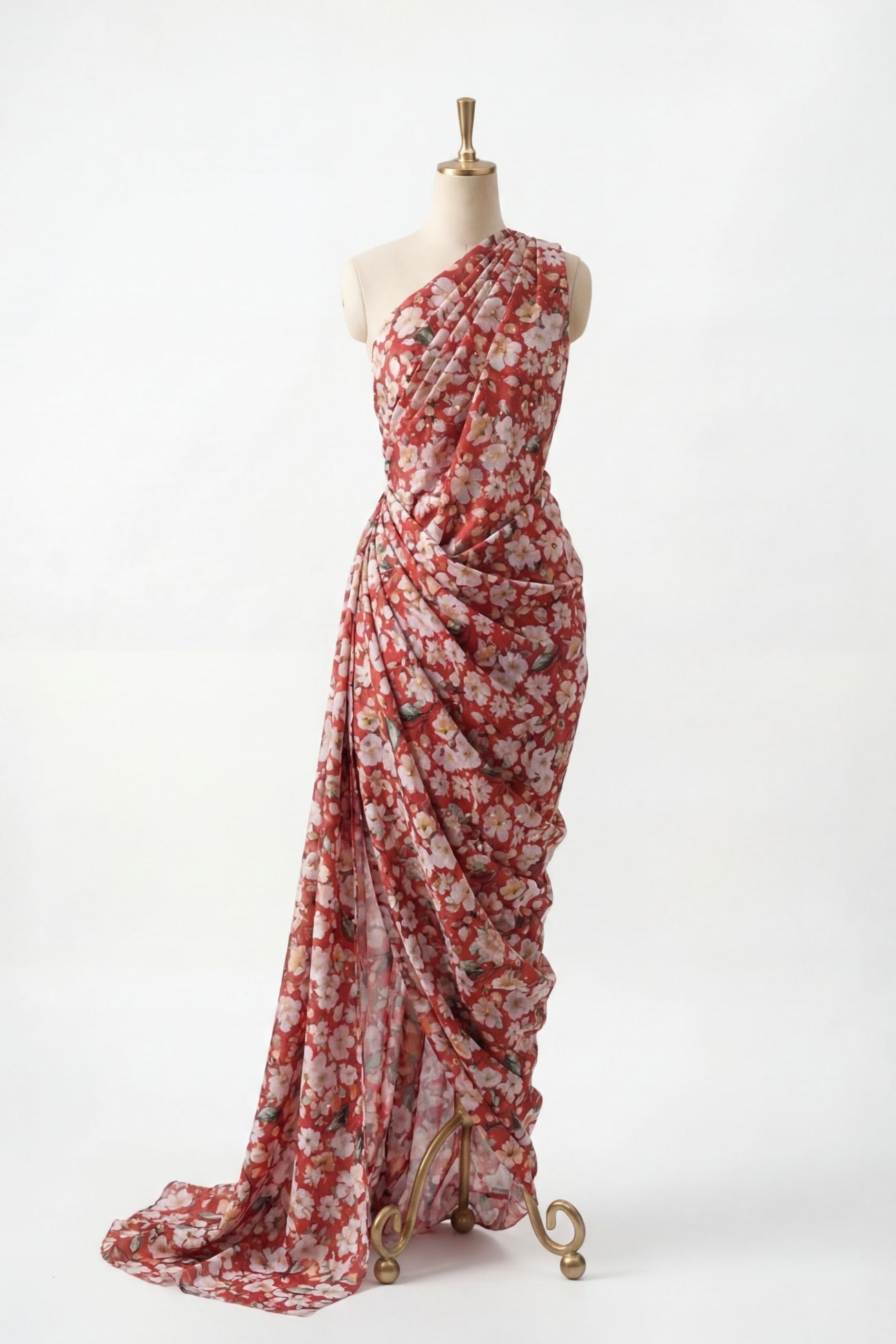 Cotton – Red Floral with Zari