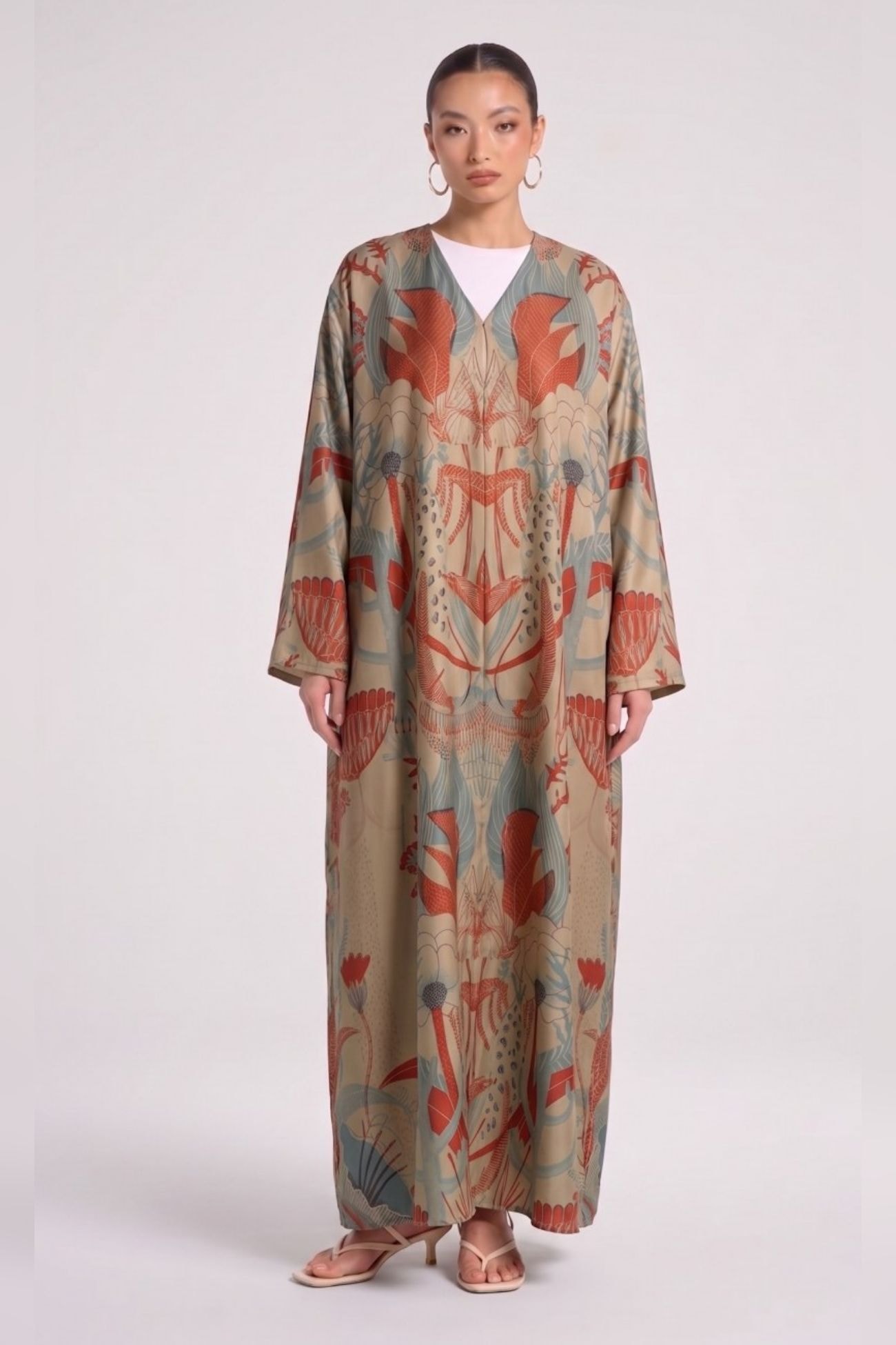 Coral Mirage Printed Abaya